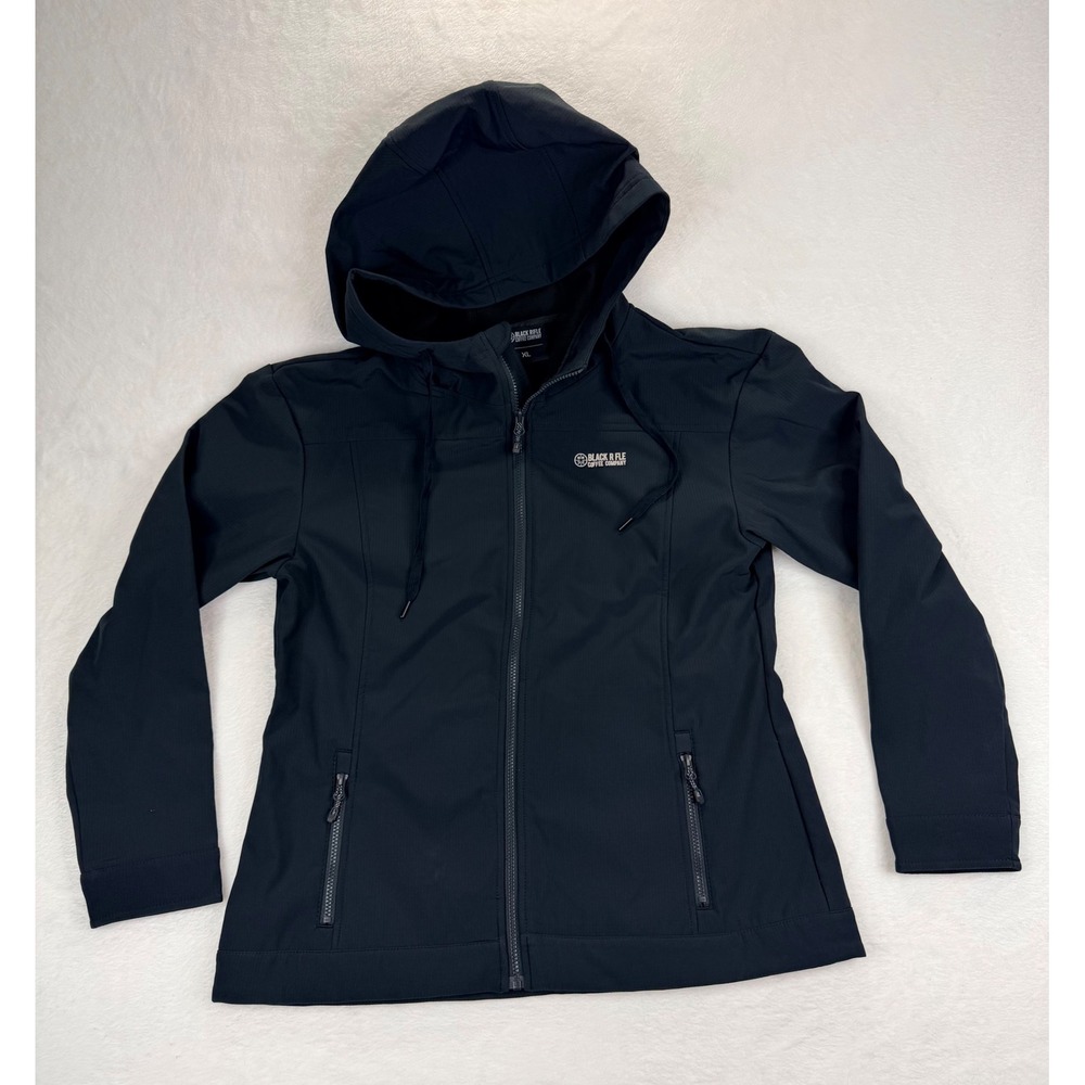 Black Rifle Coffee Company Mens XL Black Softshell Fleece Lined Hooded Jacket